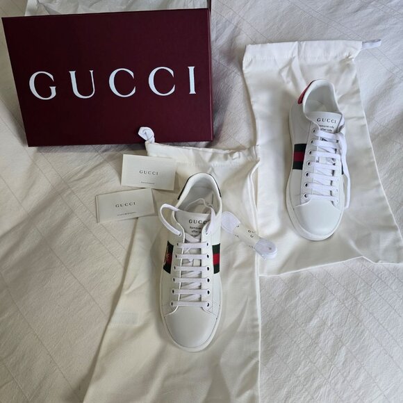 Size 7 - Gucci Ace Embroidered Bee Womens, NEW with box and shoe bags - Picture 2 of 7
